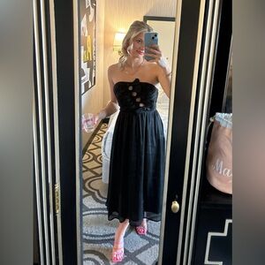 Petal and Pup Mila Strapless Midi Dress Black